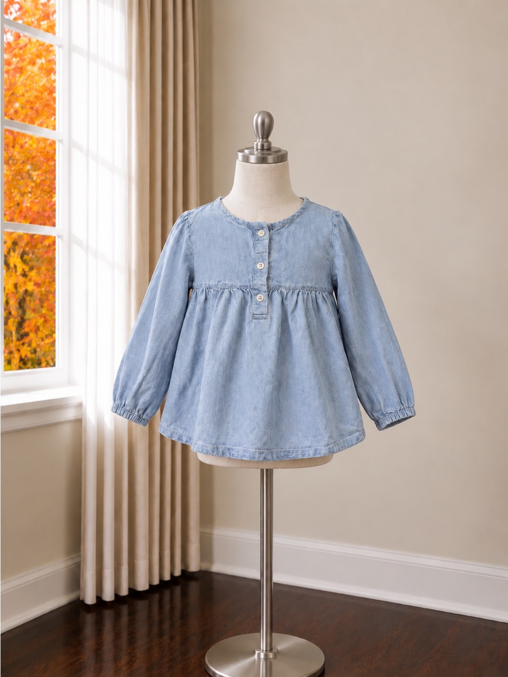 Carter's Light Blue Denim-Style Long Sleeve Tunic